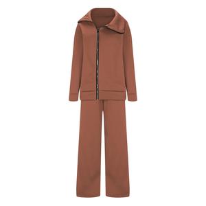 Conjunto de chándal deportivo para mujer, sudadera con capucha y cremallera de manga larga, pantalones para correr de cintura alta, ropa de descanso atlética con marca personalizada - Product Image 4