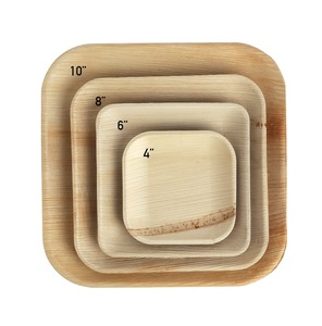 Entrepôt de vaisselle en bambou jetable de forme carrée assiettes de restauration rapide de 4 pouces 100 pièces quantité minimale de commande assiette en plastique de feuille de palmier - Product Image 5