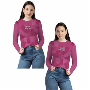 เสื้อยืดแขนยาวเข้ารูปสำหรับผู้หญิงพร้อมคอกลมแขนยาวมีสไตล์เสื้อยืดลำลองสำหรับทุกฤดูกาล - Product Image 4