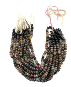 สร้อยคอพลอยทัวร์มาลีนธรรมชาติหลากสีลูกปัดเหลี่ยมเพชรพลอย rondell ขนาด13.50นิ้วพร้อมของขวัญขนาด8.50-9มม. และ225ชิ้น - Product Image 1