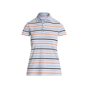 Bajo MOQ Fabricante de fábrica Moda Tallas grandes Manga corta Diseño impreso personalizado Raya Polo para mujer de Bangladesh - Product Image 2