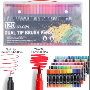 Chine <span class=keywords><strong>bon</strong></span> 120 couleurs aquarelle Double meilleur <span class=keywords><strong>feutre</strong></span> noir double pointe pinceau coloriage peinture dessin Permanent croquis marqueur stylo ensemble - Product Image 4
