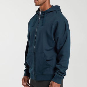 OEM personalizado de peso pesado 100% algodón de invierno cálido polar cremallera-Up Drop Shoulder Hoodies acanalado puño hombres mujeres 3D bordado - Product Image 3