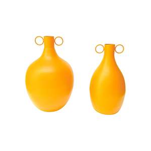 Ensemble de vases de luxe jaune-orange mat, vase de table décoratif géométrique abstrait, vase à anneau unique pour l'intérieur moderne - Product Image 1