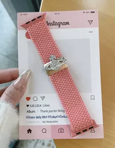 Correa de Reloj de Nailon Trenzado con Cristales <span class=keywords><strong>y</strong></span> Aleación de Lujo para Relojes Serie 11/10/9/<span class=keywords><strong>8</strong></span> <span class=keywords><strong>SE</strong></span>, Elegante Hebilla Plegable Elástica, Correa de 14 mm - Product Image 5