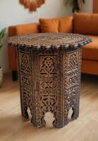 Table basse rétro française en bois massif Design traditionnel moderne côté sculpté petit lit d'angle marocain petit déjeuner meubles de maison