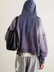 Sweat à capuche oversize vintage à fermeture éclair, en molleton français de haute qualité, lourd, délavé, décoloré au soleil, avec logo personnalisé - Product Image 3