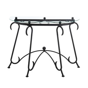 Mesa de Centro Moderna Ecológica Negra con Tapa de Vidrio y Diseño Geométrico para un Salón Minimalista y Elegante - Product Image 1