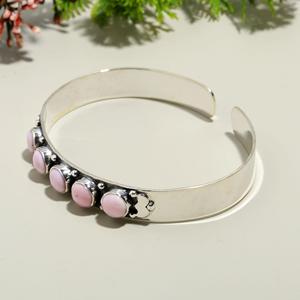 Brazalete de ajuste de bisel de Plata de Ley 925, piedra preciosa de concha Rosa fina, joyería mexicana Navajo, regalo perfecto - Product Image 4