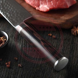 Cuchillo de chef de cocina profesional de acero inoxidable de Damasco | Cuchillos de cocina de chef con logotipo personalizado con mango de madera - Product Image 5