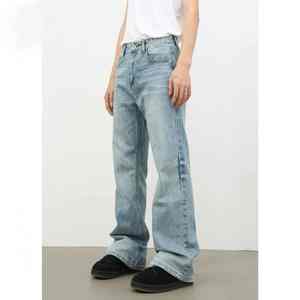 Pantalones lavados de fabricante unisex, pantalones vaqueros de talla grande High Street, pantalones vaqueros rectos de cintura media para hombre - Product Image 3