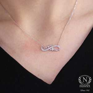 Collier infini en argent sterling 925 avec zircon blanc, plaqué rhodium or 14 carats, style tendance pour cadeaux, « Ma chère mère » - Product Image 3