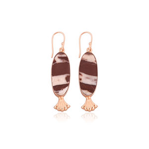 Pendientes Boho de Latón Chapado en Oro con Piedras Preciosas, Modernos Pendientes de Jaspe Malinga Hechos de Latón para Bodas y Fiestas - Product Image 1