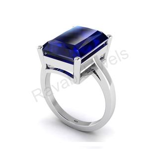 2025 recién llegado fino 925 sello lapislázuli Rectangular anillo de piedras preciosas de boda 10x14mm punta eternidad Vermeil hecho India boda - Product Image 3