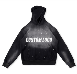 Chaqueta con Capucha de Felpa Lavada Vintage Negra Personalizada para Hombre, Chaquetas Elegantes de Invierno, Chaqueta con Capucha Lavada al Ácido con Hombros Caídos - Product Image 6