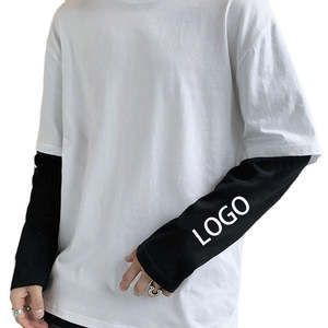 100% tela de lona de algodón High Street estilo Retro Regular Fit manga corta logotipo personalizado Vintage camisetas de secado rápido para hombres - Product Image 3