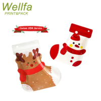 Emballage de chaussettes personnalisées en forme de bonbons lyophilisés pour biscuits Pochette à fermeture éclair Mini emballage en plastique de Noël Sacs en mylar découpé