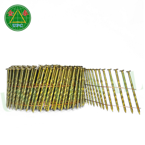 Clous de palette en bobine de fil de fer OEM 15-16 degrés 1-1/4 "14000 pièces pour la fabrication de palettes, anneau/tige lisse/vis, revêtement de couleur jaune - Product Image 3