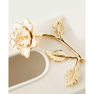 Boîte à mouchoirs de table de conception classique accessoires de serviette de table boîte à mouchoirs en métal martelé de la plus haute qualité avec accent floral - Product Image 5