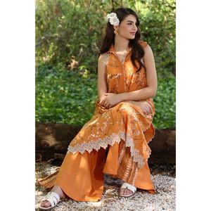 Conjunto de 2 Piezas: Camisa de Gasa Bordada sin Costuras con Pantalón Teñido TL-52086 - Product Image 2