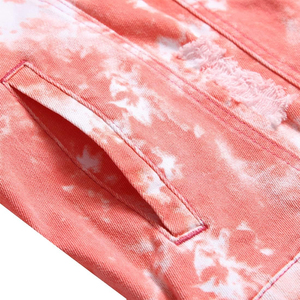 Veste en jean Tai Dai pour hommes de qualité supérieure à manches longues en coton fait en détresse Style côtelé quatre poches veste en jean décontractée pour hommes - Product Image 6