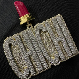 Top vente glacé grand dernier rond émeraude et Buaguette coupe VVS Moissanite diamant 14Kt pendentifs en or blanc pour Style de fête - Product Image 2