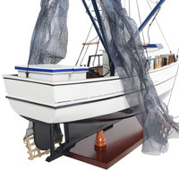 B044 - Modèle de bateau à crevettes en bois fait main, navire de pêche en cèdre, décoration nautique antique, autoportant, peint sur mesure, Vietnam