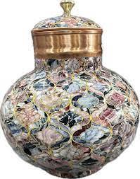 Distributeur d'eau en cuivre imprimé artistique Durable fabriqué à la main de stockage d'eau Pot d'eau en cuivre fait à la main avec impression en gros - Product Image 3