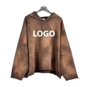 2025 personnalisé hommes poids lourd lavage à l'acide sweat de haute qualité 100% coton soleil fondu Logo impression broderie en gros surdimensionné - Product Image 4