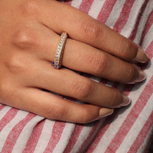 Anillos de Compromiso de Oro Amarillo de 14 Quilates con Baño de Rodio y Diamantes Cultivados en Laboratorio, Corte Brillante, Claridad VVS Mejorada, Anillos de Boda - Product Image 3