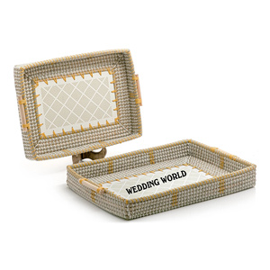 ถาดหวายทรงสี่เหลี่ยมผืนผ้าถาดเสิร์ฟแบบทำมือถาดหวายทรงสี่เหลี่ยมผืนผ้าสำหรับนักออกแบบงานทำมือ - Product Image 2