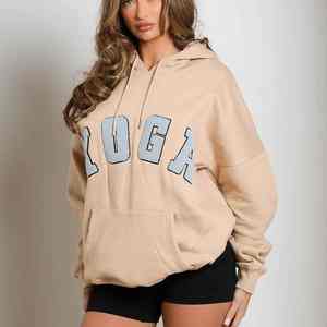 Sudadera con Capucha Extra Grande de Moda para Mujer, Elegante y Cómoda, de Color Sólido, con Estampado Frontal, de Primera Calidad, 100% - Product Image 1