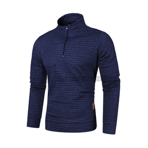 Sweat-shirt à col rond pour homme avec logo personnalisé, fermeture éclair quart de tour, manches longues, couleur unie, style hiver hip-hop - Product Image 1