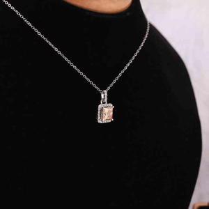 จี้เพชรทรงปรินเซสขนาดเล็ก ดีไซน์ใหม่ เรียบหรู ชุบทองคำขาว 14KT สำหรับผู้หญิง เหมาะสำหรับเป็นของหมั้น - Product Image 5