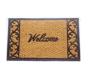 Vente en gros de tapis modernes en fibre de coco avec brosse en caoutchouc Paillassons faits à la main avec motif abstrait Tapis en caoutchouc lavable et antidérapant - Product Image 1