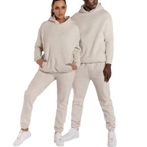 Chándal en blanco con bolsillo lateral, chándal de 100% algodón para mujer, Sudadera con capucha, conjunto de Jogger, estampado transpirable para adultos para invierno - Product Image 3