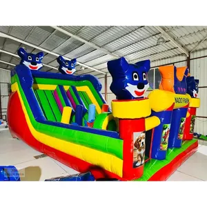 Grand équipement d'amusement gonflable d'extérieur sur le thème du chat bleu - Product Image 6