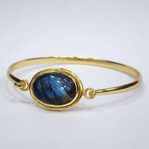 925 argent Sterling plaqué or AA qualité Cabochon Labradorite pierre précieuse fait à la main Unique bracelet réglable - Product Image 5