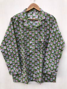 Conjunto de pijama indio con estampado a mano en verde, traje para dormir, traje para fiesta, regalo de Navidad para ella. - Product Image 3