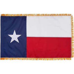 Bandera de Texas de 3x5 pies con flecos dorados, estrellas bordadas personalizadas, 4 filas de puntadas inferiores, para uso en interiores, hecha en EE. UU. - Product Image 6