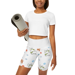 Short cycliste taille haute en coton pour femmes, Logo personnalisé, design personnalisé, short cycliste Yoga, vente en gros - Product Image 4