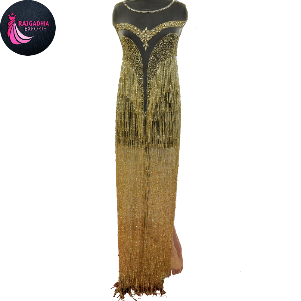 beaded dresses made in india We are Manufacturing Factory of Hand Beadwork from India and we make All kinds of beaded dresses and fabric (beaded lace , Luxury beaded lace , beaded gowns, prom dress , short