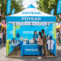 Tenda Lipat Pdyear Custom 3x3m Portabel Mudah Dipasang Tahan Air Rangka Aluminium untuk Pasar Luar Ruangan Pameran Dagang Promosi