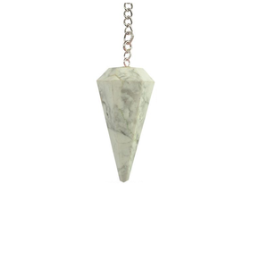 Péndulo de howlita blanca de alta calidad, de cristal Natural piedra preciosa, cono facetado, Péndulo de radiestesia para péndulos curativos de Reiki a la venta - Product Image 3