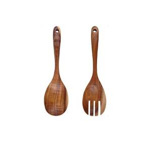 Servidores de ensalada de madera natural de alta calidad de 2 piezas High Scoop Nuevo diseño PC Vajilla Restaurante Fiestas Directo Vietnam Mayoristas - Product Image 1