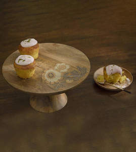 แท่นวางเค้กรูปทรงไม้พร้อมฐานโลหะสำหรับตกแต่งบนโต๊ะถาดเสิร์ฟทำจากไม้หรูหรา - Product Image 2