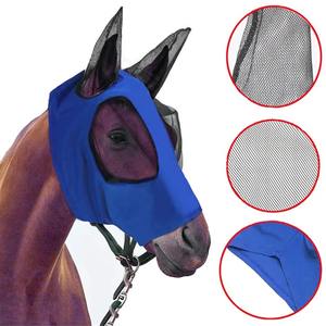 Protection contre les mouches masque de cheval léger respirant maille douce visage complet bloquant les UV nez garde extérieur été équitation culotte - Product Image 4