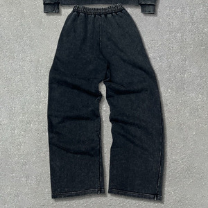 Conjunto de Sudadera con Capucha y Pantalones Casuales de Felpa Francesa Regular, Estilo Vintage, con Lavado Ácido, Bordado Desgastado y Parches - Product Image 3