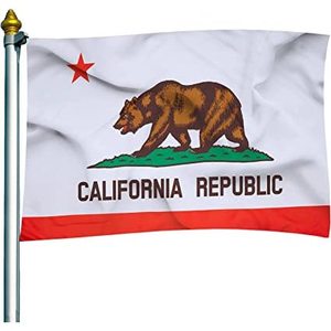 Drapeau de Californie 3x5 pieds, 3 couches de polyester, double face, avec mât en aluminium, pour intérieur/extérieur - Product Image 1