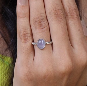 Anillo de plata esterlina 925 al por mayor con cabujones de Calcedonia increíble anillo de piedras preciosas ovaladas para Niñas para ocasiones de fiesta - Product Image 3